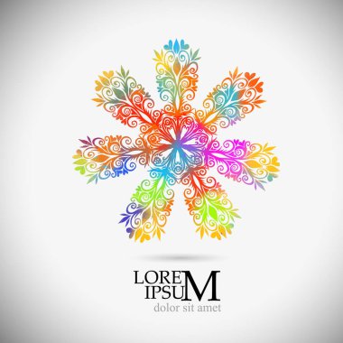 Bir kar tanesinin çok renkli bir soyutlaması. Vektör illüstrasyonu