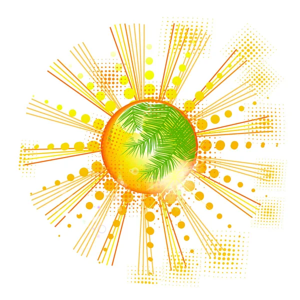 Symbol Jasně Žluté Slunce Lesklém Stylu Vektorová Ilustrace — Stockový vektor