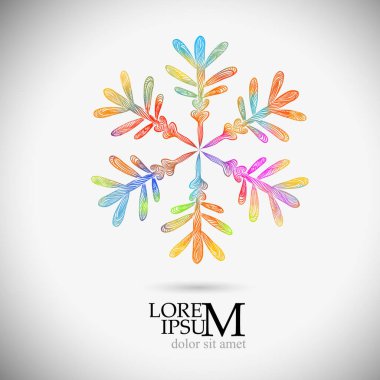 Bir kar tanesinin çok renkli bir soyutlaması. Vektör illüstrasyonu