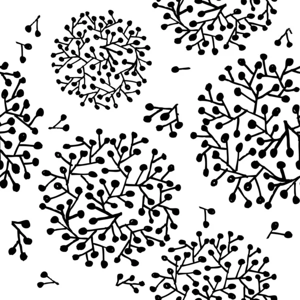 Fondo Floral Monocromo Sin Costuras Ilustración Vectorial — Archivo Imágenes Vectoriales