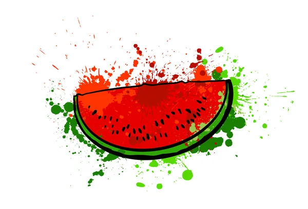 Platt Ikon Skiva Vattenmelon Vektorillustration — Stock vektor