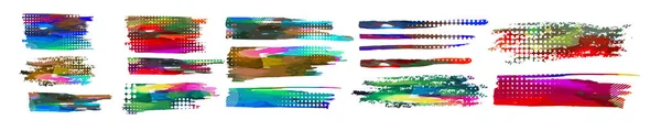 Набор Разноцветных Мазков Кистью Векторная Иллюстрация — стоковый вектор
