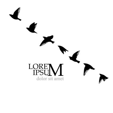 Uçan bir kuş sürüsü. Vektör illüstrasyonu