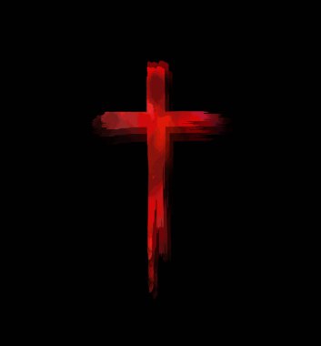 Kahrolası haç. Haç boya damlalarından yapılmış. Vektör illüstrasyonu