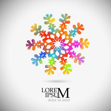 Bir kar tanesinin çok renkli bir soyutlaması. Vektör illüstrasyonu