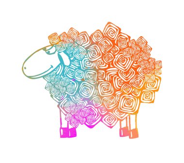 Renkli kuzu. Vektör illüstrasyonu