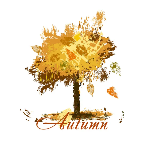 Outono Árvore Amarela Abstrata Ilustração Vetorial — Vetor de Stock