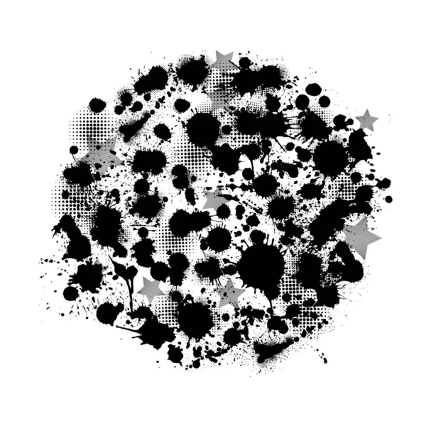 Spray Vernice Spray Abstract Blot Dots Esplosione Cerchi Elemento Design — Vettoriale Stock