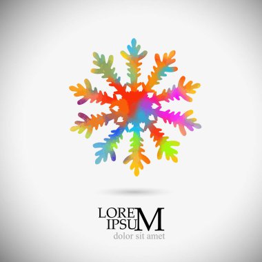 Bir kar tanesinin çok renkli bir soyutlaması. Vektör illüstrasyonu