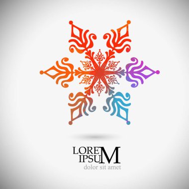 Bir kar tanesinin çok renkli bir soyutlaması. Vektör illüstrasyonu