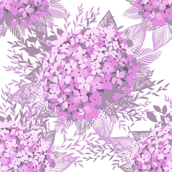 Ortanca ve Şakayık Botanik Resimli Nazik Pembe Klasik Botanik Kusursuz Arkaplan