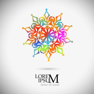 Bir kar tanesinin çok renkli bir soyutlaması. Vektör illüstrasyonu