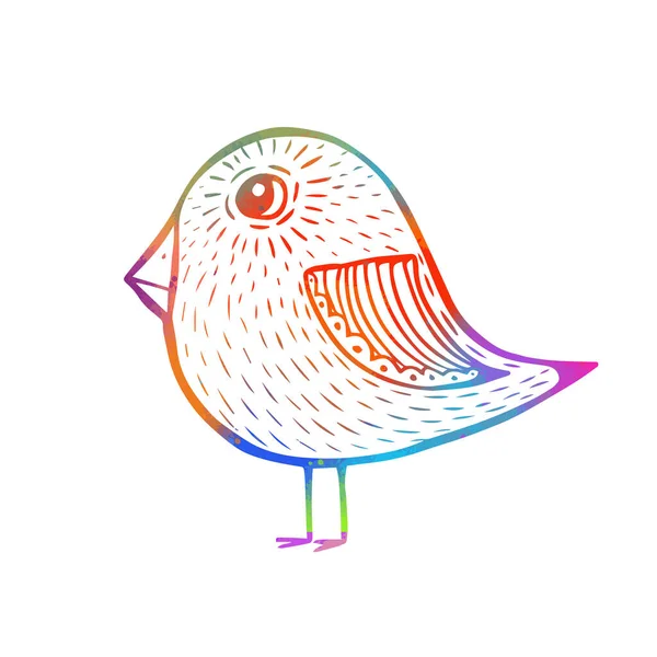 Pájaro Decorativo Multicolor Ilustración Vectorial — Vector de stock