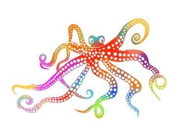 Ahtapot tek renkli. Vektör illüstrasyonu