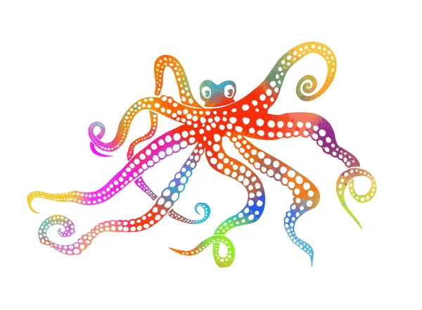 Octopus Monochrome Vector Illustration — Stock Vector