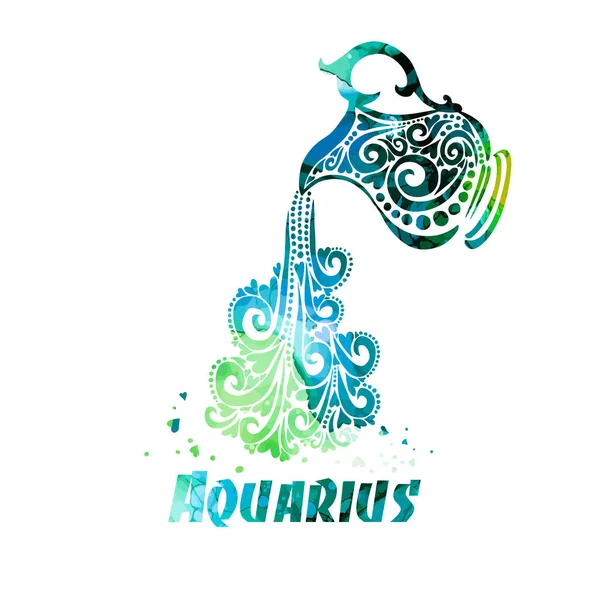 Zodiac Signs Aquarius Colored — Stock Vector