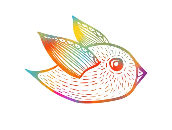 En flerfärgad dekorativ fågel. Vektorillustration — Stock vektor