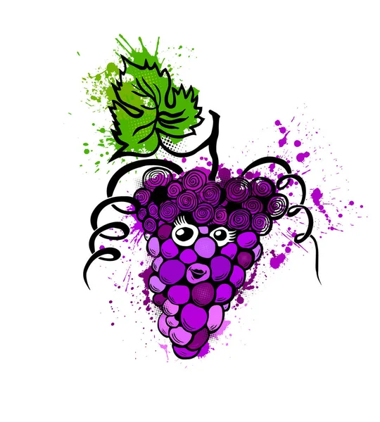 Las uvas son alegres. Ilustración vectorial — Archivo Imágenes Vectoriales