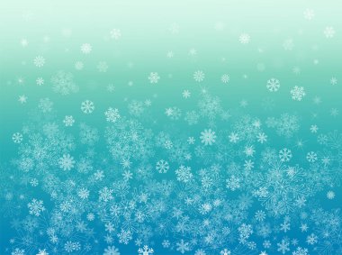 Mavi arka plan ve kar taneleri. Güzel bir Noel geçmişi. Vektör illüstrasyonu