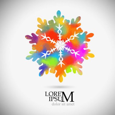Bir kar tanesinin çok renkli bir soyutlaması. Vektör illüstrasyonu