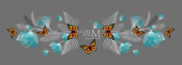 Illustration Colorée Drôle Avec Des Fleurs Abstraites Papillon — Image vectorielle