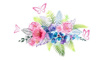 Çok renkli bir güldü. Vektör illüstrasyonu