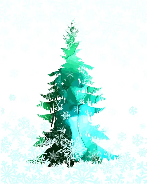 Acuarela de picea escénica. Árbol de Navidad. Ilustración vectorial — Archivo Imágenes Vectoriales