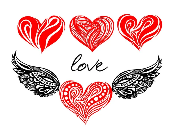 Herz Logo Rotes Liebessymbol Aus Gradienten Gefüllten Formen Isoliert Auf — Stockvektor