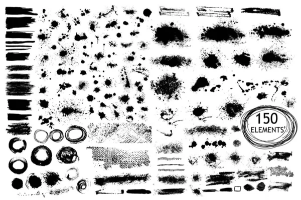Grunge设计元素的向量集 刷子中风 大型藏品 — 图库矢量图片