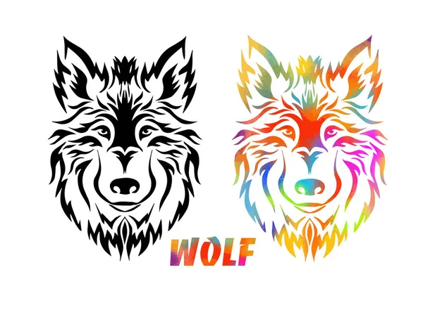 狼脸标识模板吉祥物符号用于商务或衬衫设计 矢量复古设计 — 图库矢量图片
