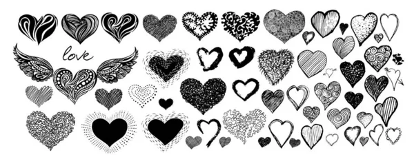 Векторные Сердца Готовы Логотипа Иконок Татуировки — стоковый вектор