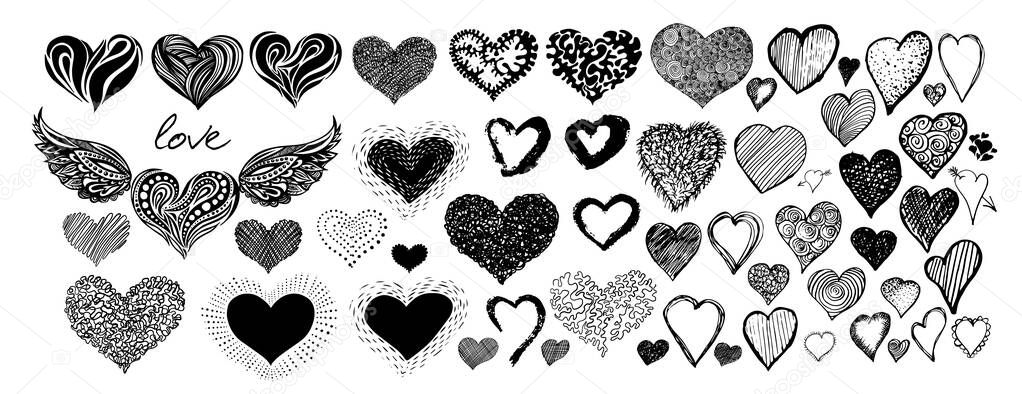 Vector hearts set. For logo, icons, tattoo