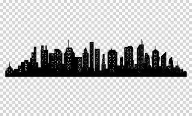 Beyaz arka planda siyah renk ile şehir silüeti