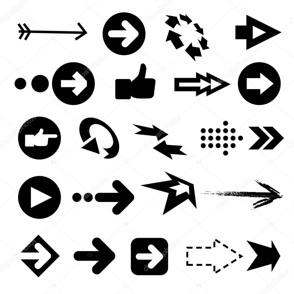 Vector illustration of color arrow icons. Big collection