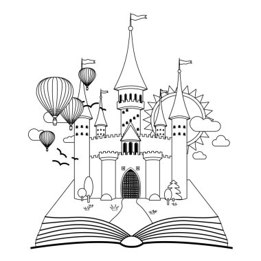 Vektör resim boyama kitap masal kalesi