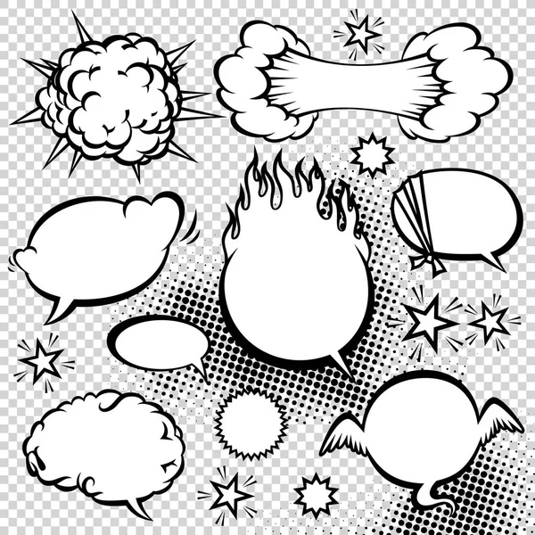Coleção de bolhas de fala estilo cômico. Desenho engraçado itens vetoriais ilustração — Vetor de Stock