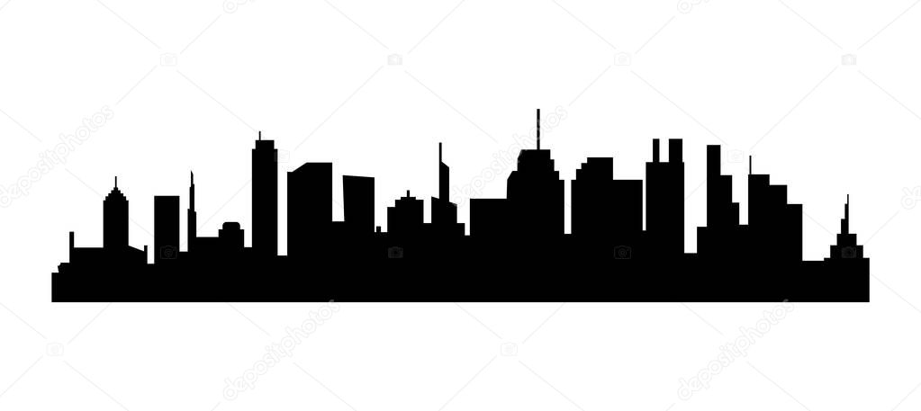 Silhouette of city with black color on white background.