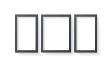 Duvar resim çerçeve şablon beyaz arka plan üzerinde izole. Gölge ve kenarlık ve gölge vektör çizim içeren boş fotoğraf çerçeveleri. Fotoğraf veya görüntü resim Müzesi için boş çerçeve