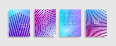 Minimal kapak tasarımı. Renkli yarım ton eğimleri. Gelecekteki geometrik desenler. Eps10 vektörü.