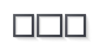 Duvar resim çerçeve şablon beyaz arka plan üzerinde izole. Gölge ve kenarlık ve gölge vektör çizim içeren boş fotoğraf çerçeveleri. Fotoğraf veya görüntü resim Müzesi için boş çerçeve