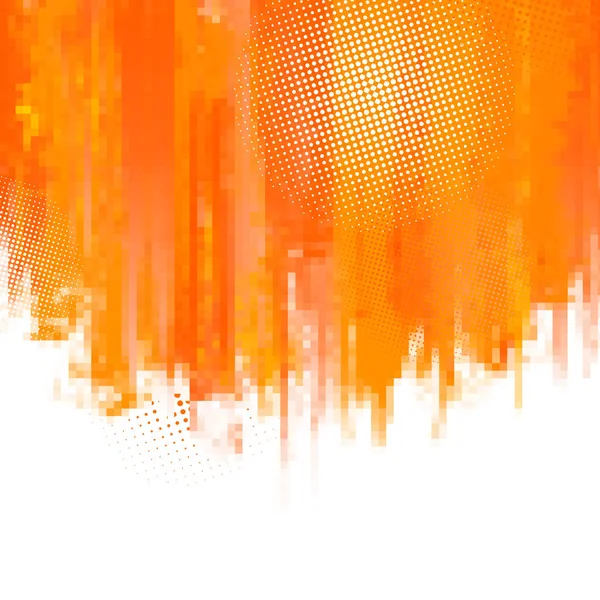Orange abstract paint splashes illustration. Vector background with place for your text. Mosaic pixel. — Stock Vector