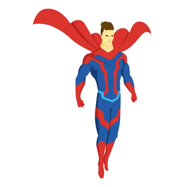Supersankari seisoo viitta heiluen tuulessa. Pop art sarjakuva tyyli supersankari vektori juliste suunnittelu seinäkoristeen kuvitus . — vektorikuva