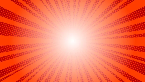 Komiska röda solen strålar bakgrund pop art retro vektor illustration kitsch ritning. — Stock vektor