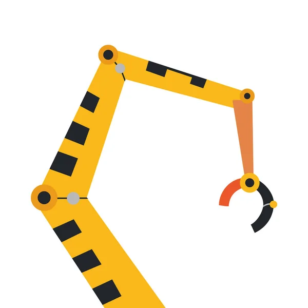 Industrial mechanical robot arm vector icon. Yellow robotic arm. — Stock Vector