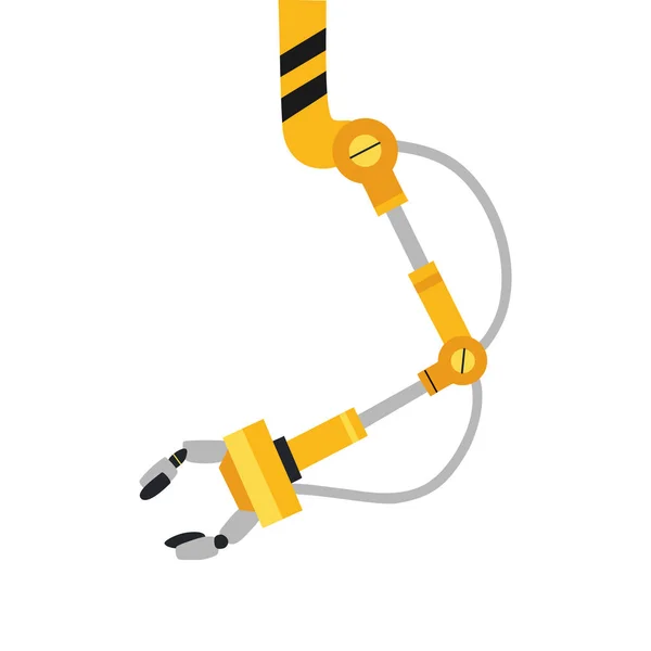 Industrial mechanical robot arm vector icon. Yellow robotic arm. — Stock Vector