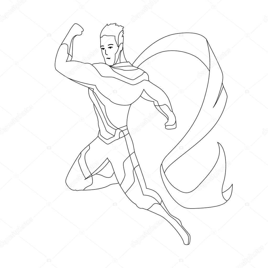 Superhero for coloring book isolated. Comic book vector illustration.