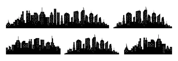 Ensemble vectoriel silhouette ville. Panorama de la ville. Skyline collection frontière urbaine . — Image vectorielle