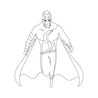 İzole kitap boyama için süper kahraman. Çizgi roman vektör çizim.