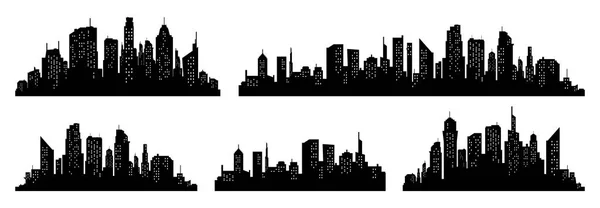 Stadens silhuett vektor set. Panorama city bakgrund. Skyline urban gränsen samling. — Stock vektor