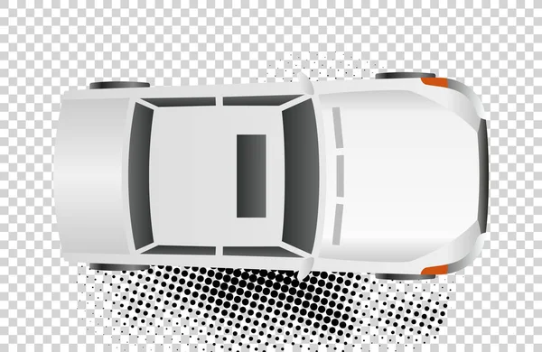 Witte auto bovenaanzicht vector illustratie. Een platte auto. Illustratie voor transportconcepten, autoinfographic, iconen of webdesign. Levering auto. Geïsoleerd op witte achtergrond. Sedan. — Stockvector